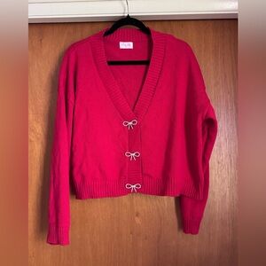 Pink Lily Vibrant Red Cardigan